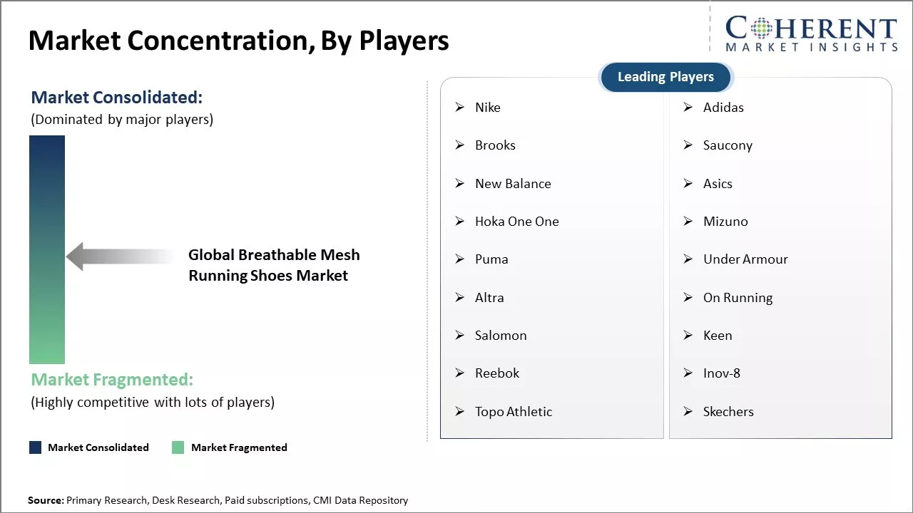 Breathable Mesh Running Shoes Market Concentration By Players