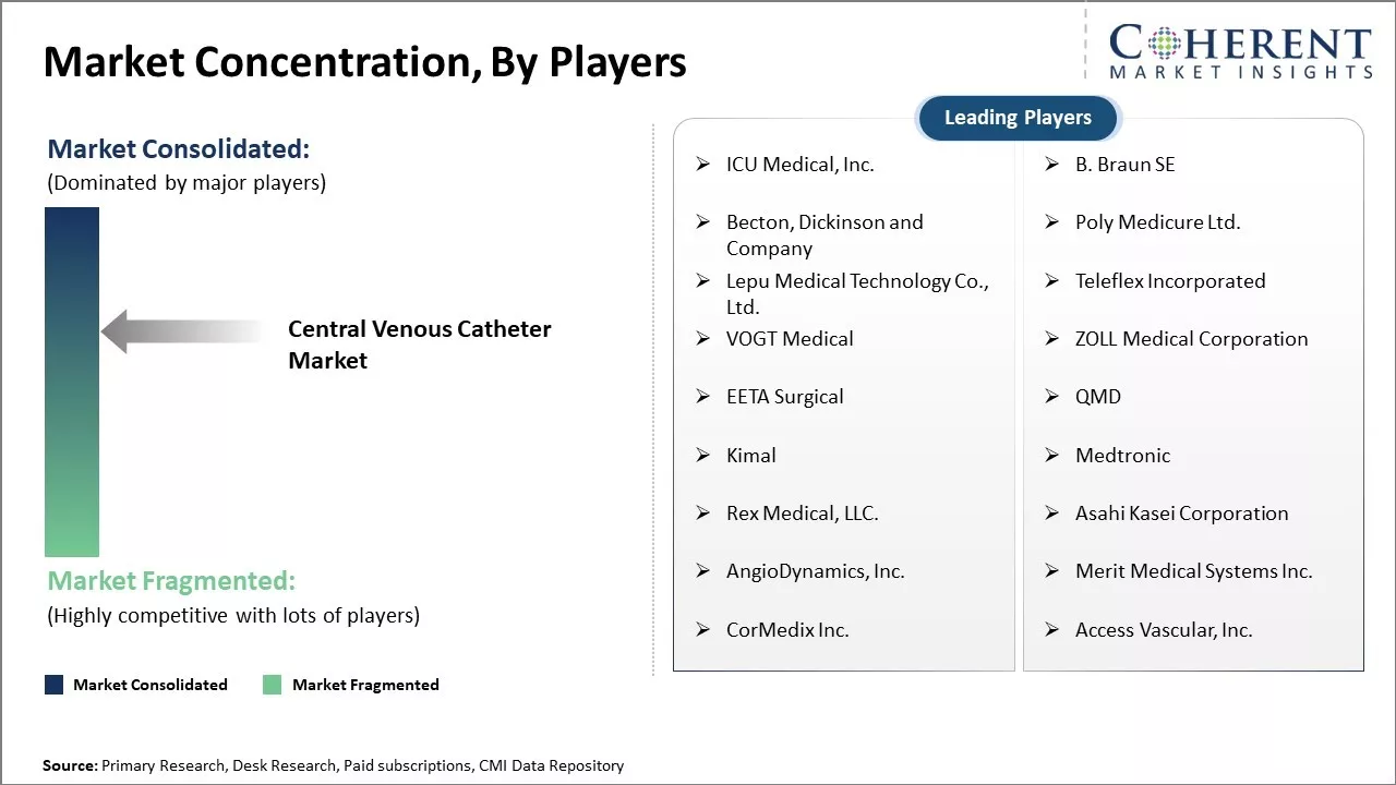 Central Venous Catheter Market Concentration By Players