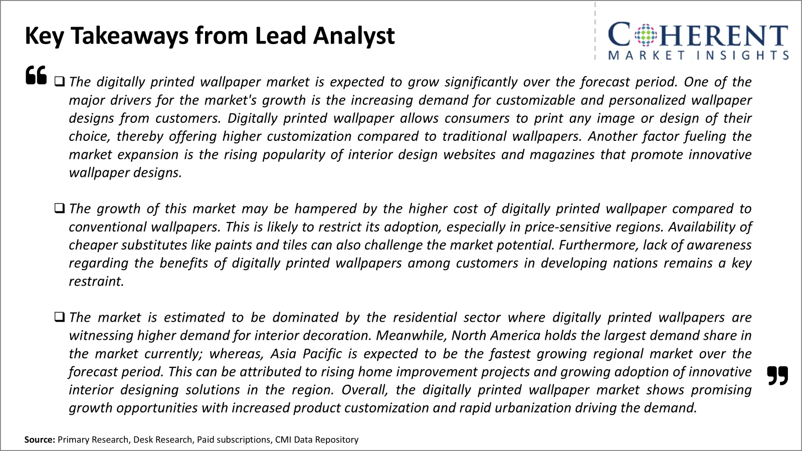 Digitally Printed Wallpaper Market Key Takeaways From Lead Analyst