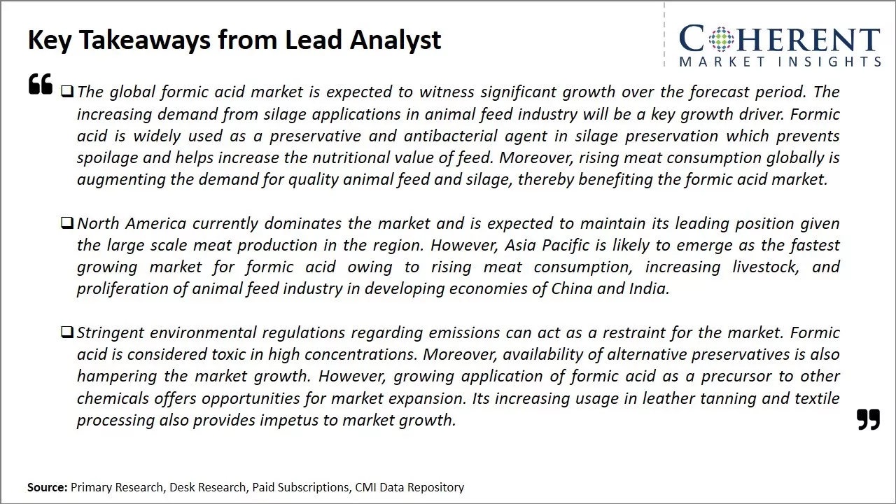 Formic Acid Market Key Takeaways From Lead Analyst
