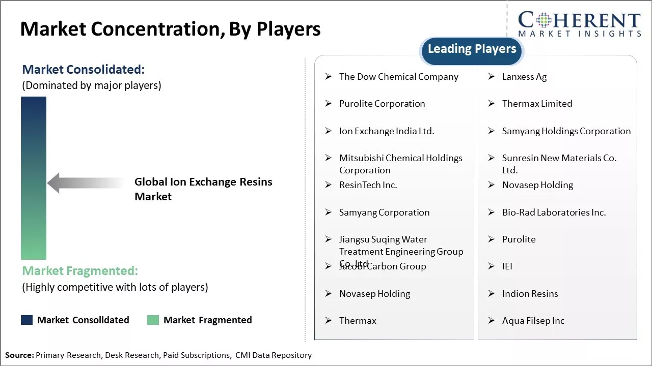 Ion Exchange Resins Market Concentration By Players