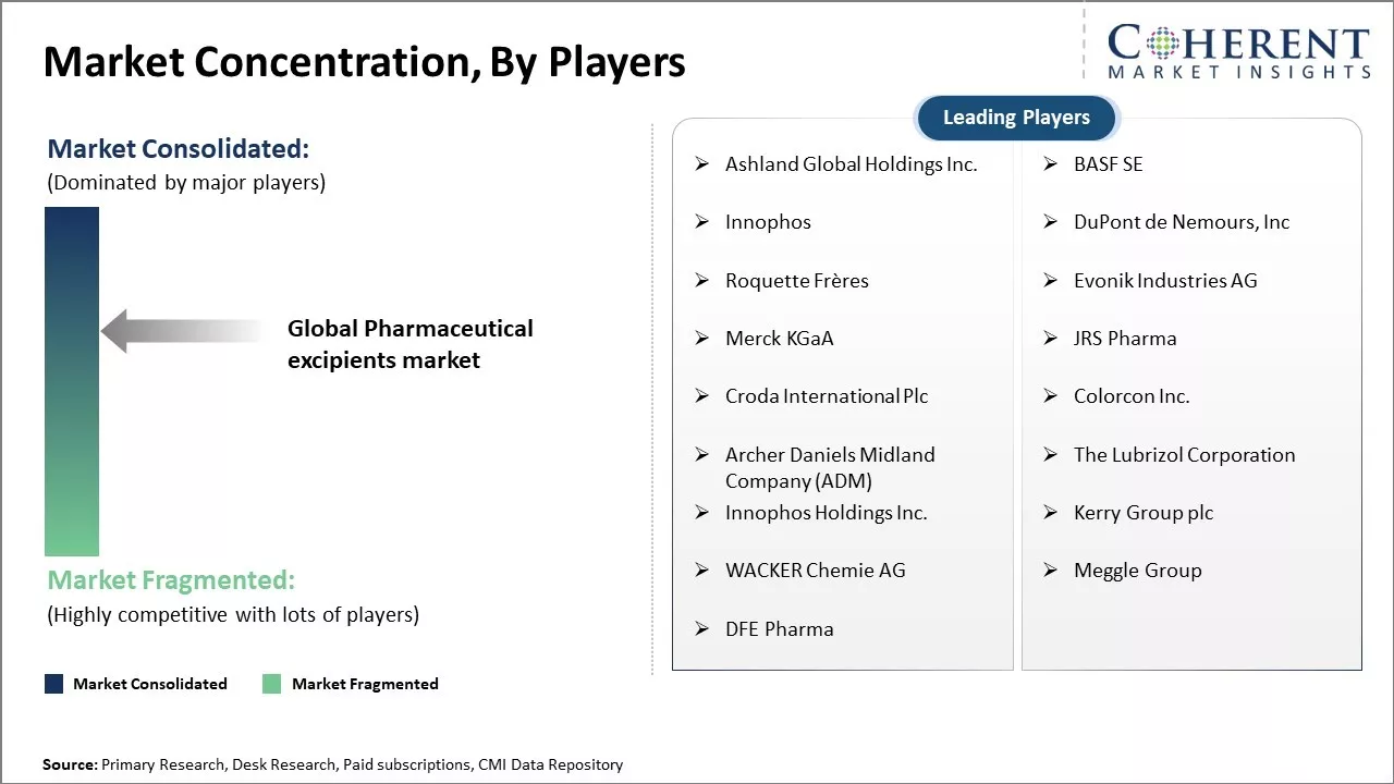 Pharmaceutical Excipients Market Concentration By Players