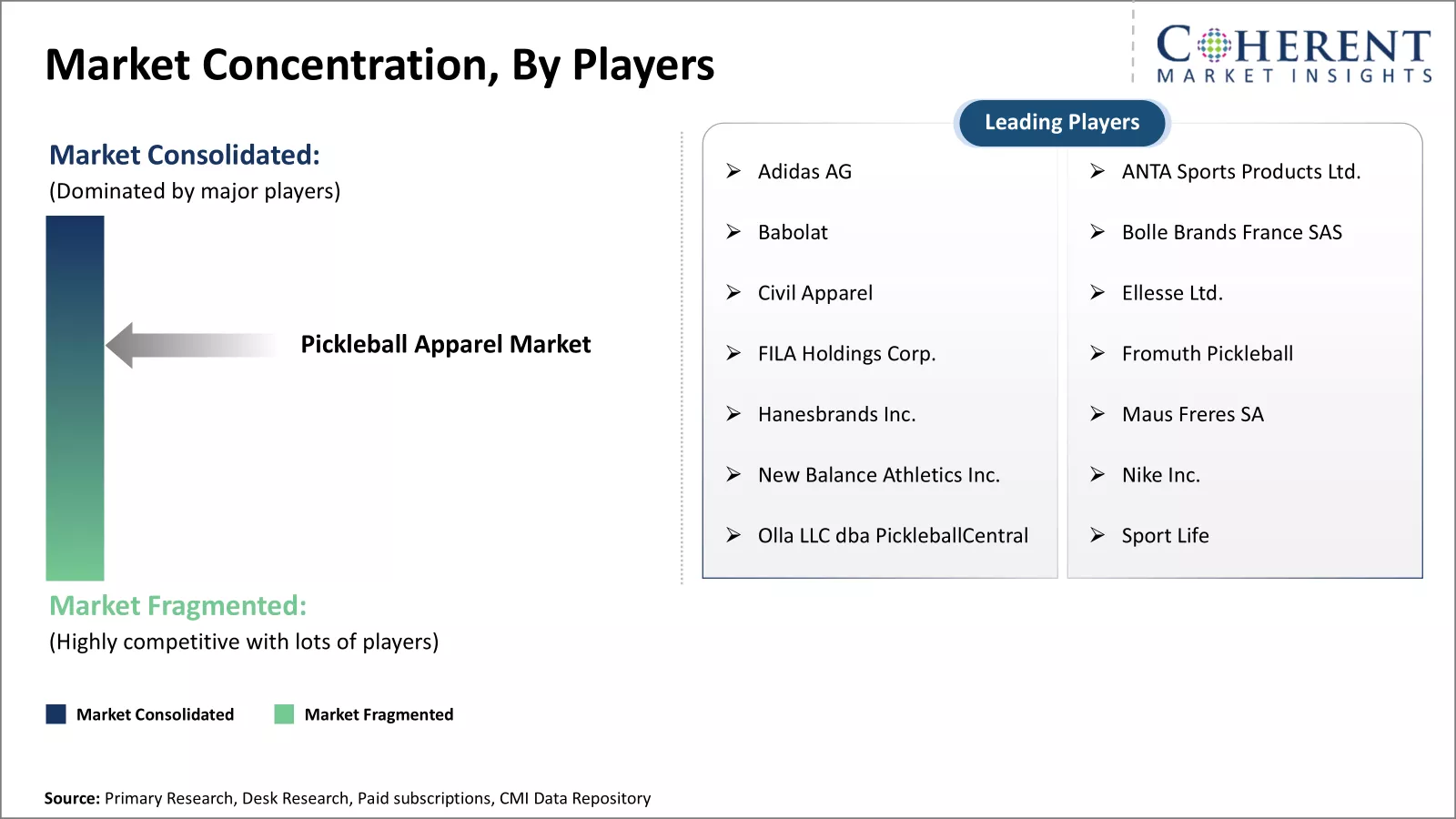 Pickleball Apparel Market Concentration By Players