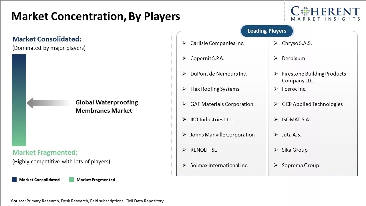 Waterproofing Membranes Market Concentration By Players